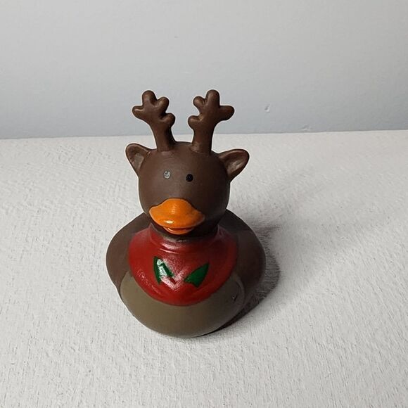 Cool Winter Holiday Christmas Reindeer Rubber Duckie Standard Size - Picture 1 of 3